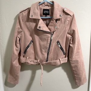 Light pink suede moto jacket size M